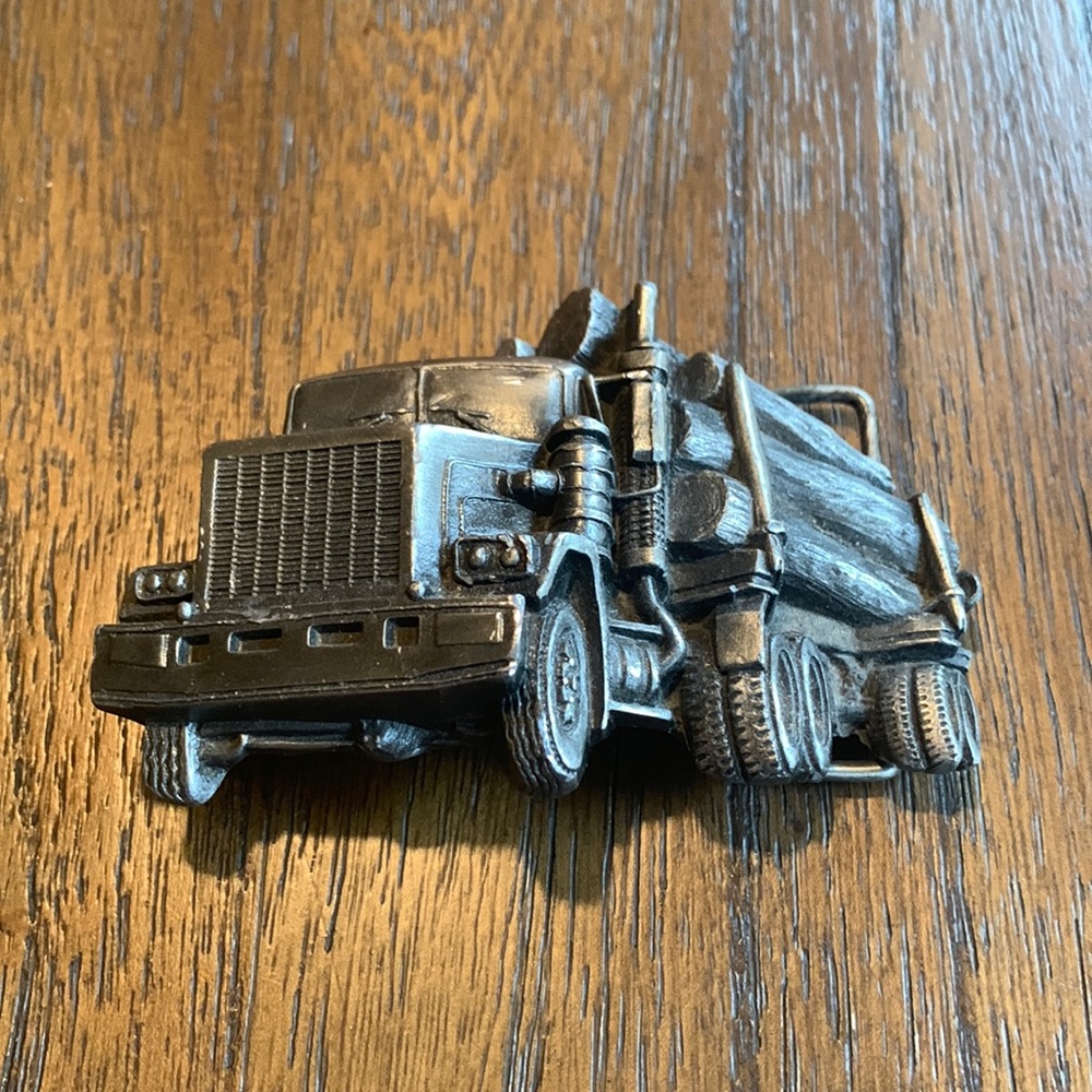 Vintage 1979 Indiana Metal Craft Logging Truck Belt Buckle